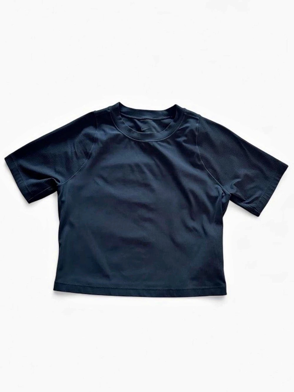 Nike Zenvy Rib Dri-FIT Short Sleeve Cropped Top Black M NWOT